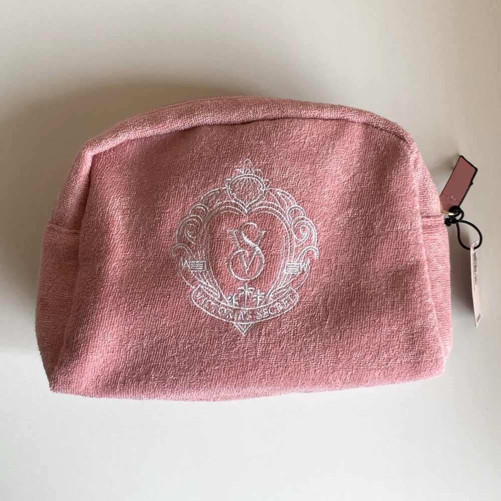 Victoria’s Secret cosmetic makeup travel bag pink terry cloth